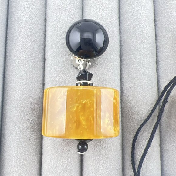 Angela Caputi Earrings CLIP ON Modernist Dangle Resin Geometric Art Gallery NWT - Picture 2 of 11